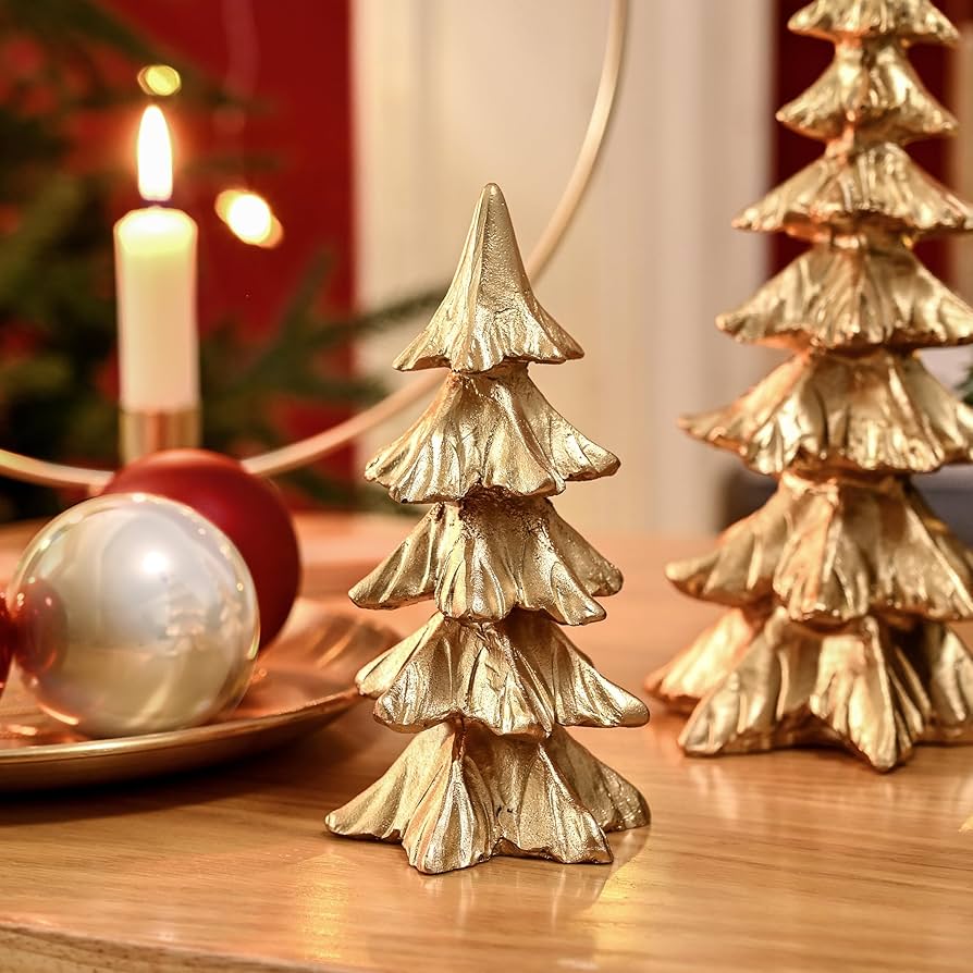 Gold Christmas Tree Figurines for Festive Decor